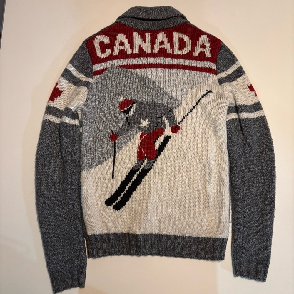 Canada winter sports ski Canadiana wool blend cardigan sweaters vintage sweater